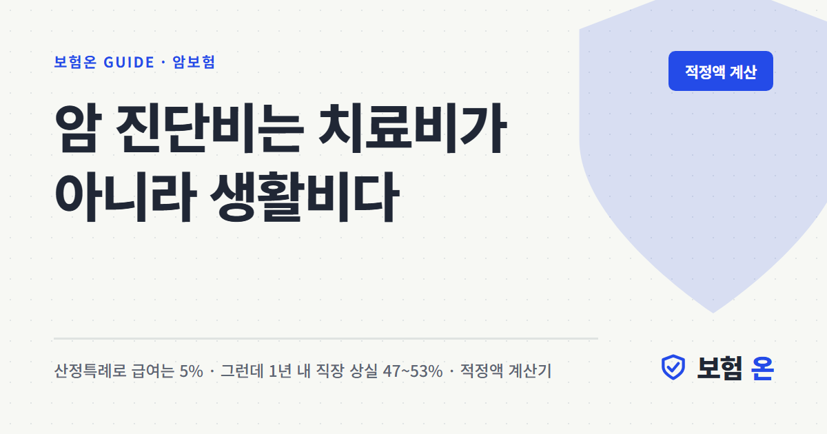 암 진단비는 얼마로 잡아야 하나 — 치료비가 아니라 생활비 기준