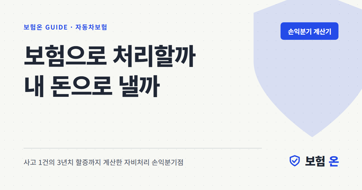 사고 났을 때 보험처리할까 자비처리할까 — 할증 손익분기점