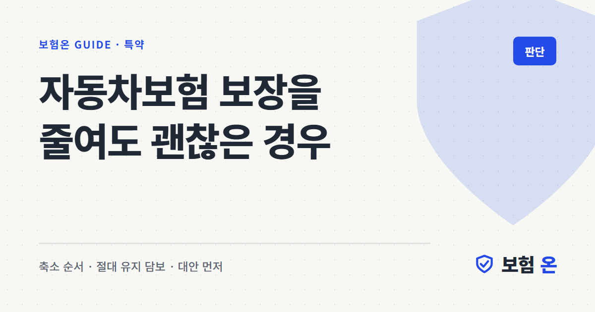 자동차보험 보장을 줄여도 괜찮은 경우