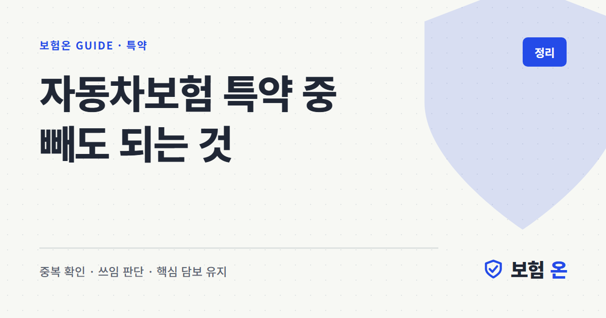 자동차보험 특약 중 빼도 되는 것