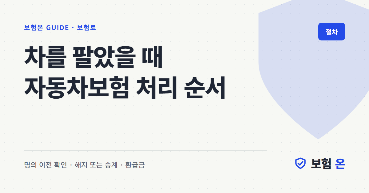차를 팔았을 때 자동차보험 처리 순서