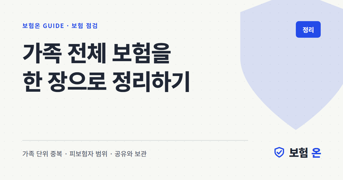 가족 전체 보험을 한 장으로 정리하기