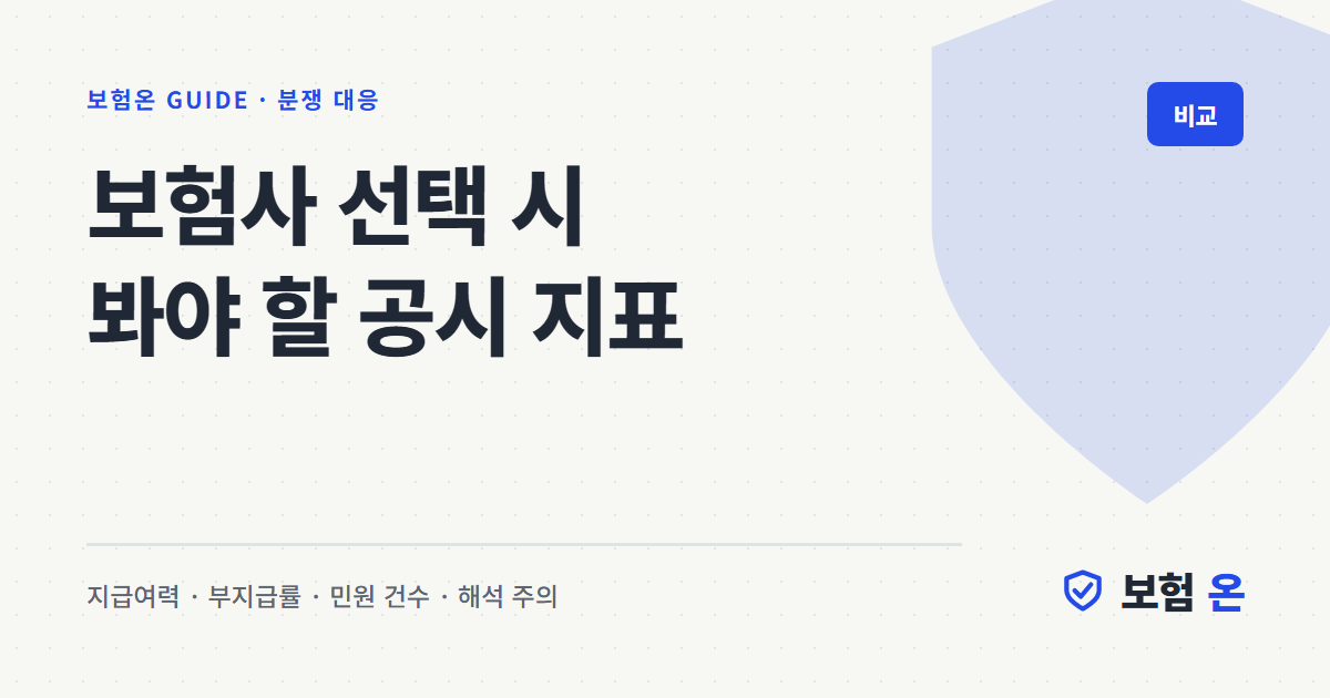 보험사 선택 시 봐야 할 공시 지표