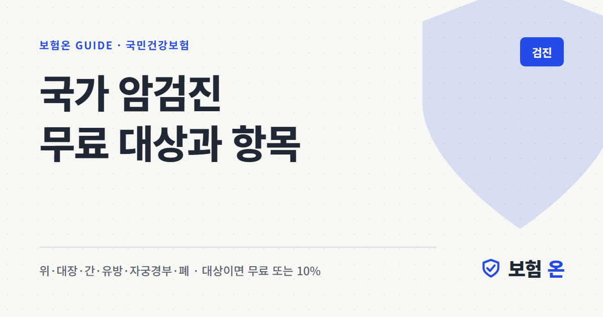 국가 암검진 무료 대상과 항목