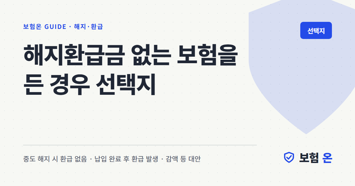 해지환급금 없는 보험을 든 경우 선택지