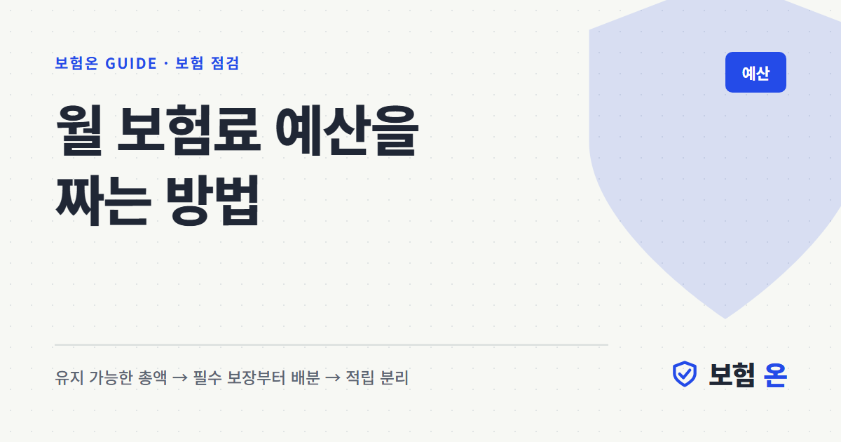 월 보험료 예산을 짜는 방법