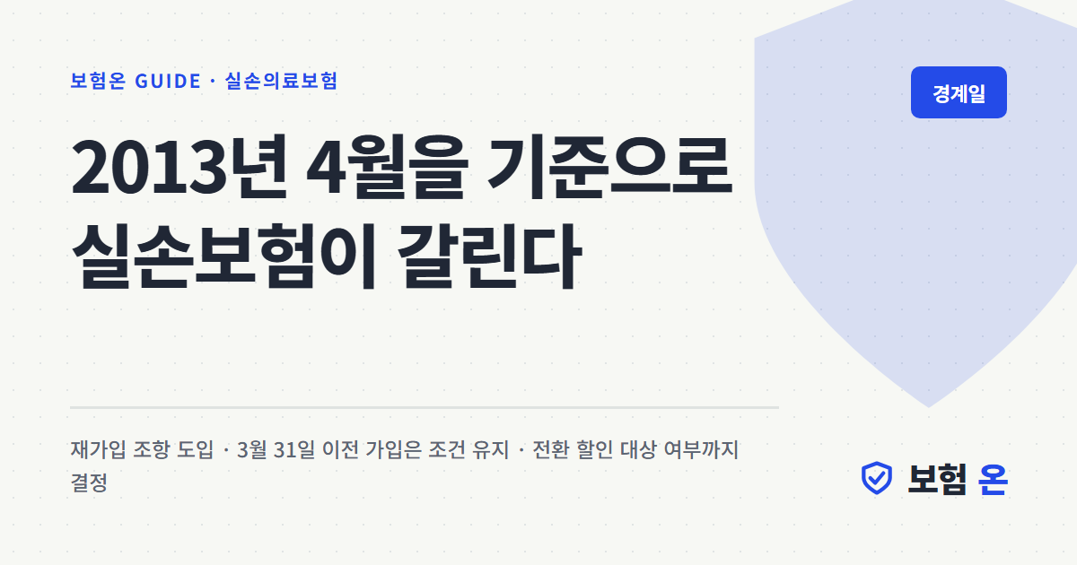 2013년 4월을 기준으로 실손보험이 갈리는 이유