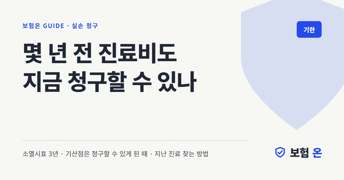 몇 년 전 진료비도 지금 청구할 수 있나