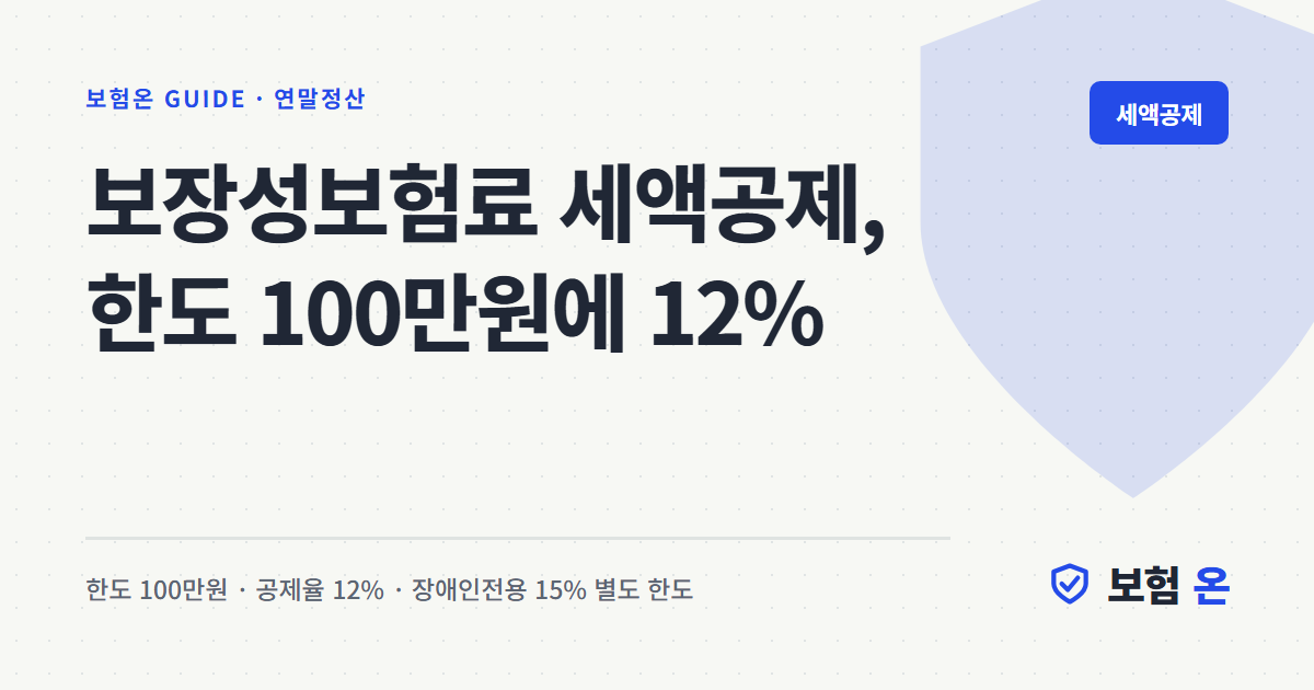 보장성보험료 세액공제, 한도 100만원에 12%