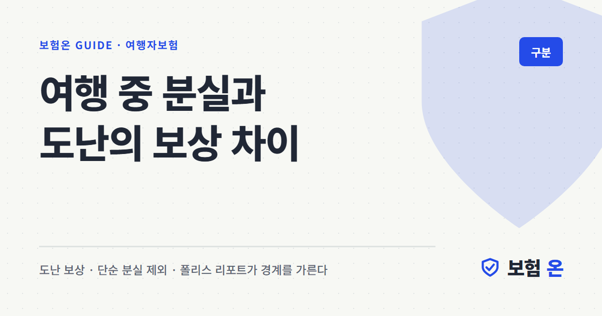 여행 중 분실과 도난의 보상 차이