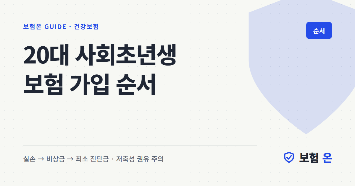 20대 사회초년생 보험 가입 순서